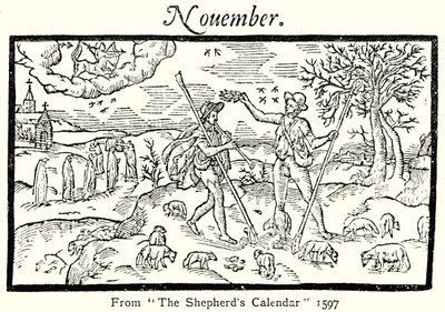 11月、羊飼いのカレンダー、1597年 作： English School